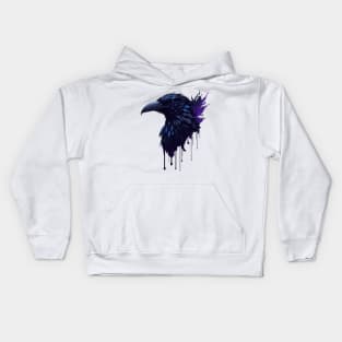 Gothic Mystical Raven Head Abstract Design Kids Hoodie